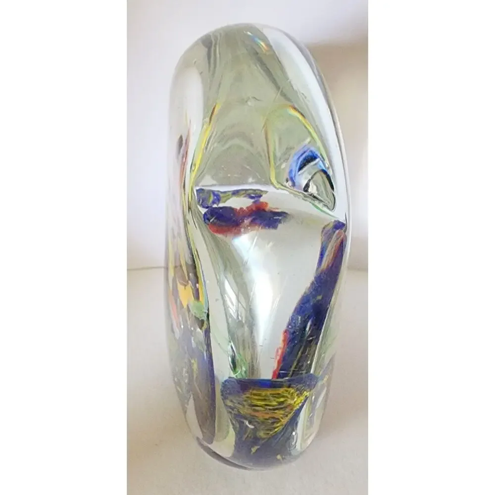 Vintage Blown Art Glass Fish Coral Paperweight Clam Scallop Coral Double Sided